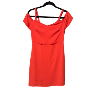 Express Vibrant Coral Cold Shoulder Mini Dress